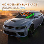 Front Windshield Sun Shade Fit for Dodge Charger Challenger Durango Journey Universal Fit to All Dodge Cars Foldable Sun Visor Protector Custom Fit Dodge Window Sunhade (Black Green) - Image 2