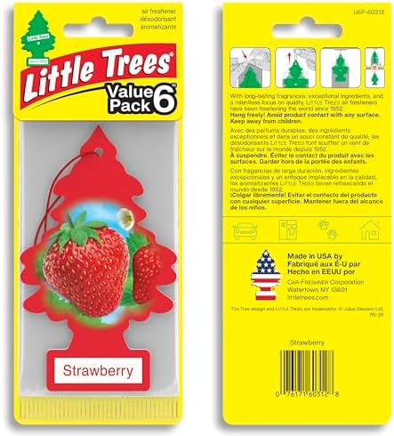 LITTLE TREES Car Air Freshener I Hanging Tree Provides Long Lasting Scent for Auto or Home I Strawberry, 6-Packs (4 Count) - Image 2