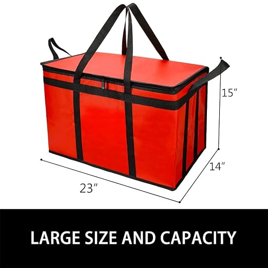 Bodaon 2-Pack Insulated Food Delivery Bag for Hot/Cold Meal, XXX-Large Cooler Bags, Pizza Delivery Bag for Commercial Delivery, Insulated Grocey Thermal Bag, Red - Image 2
