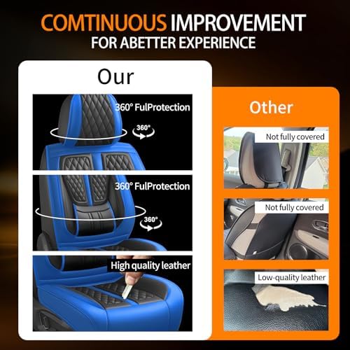 Fit Gladiator Car Seat Covers Compatible with Jeep Gladiator 2020-2024 2025 2026.Full Coverage Waterproof Leather,All-Weather Seat Cushion Protector-Easy Installation(2 Front,Blue) - Image 6