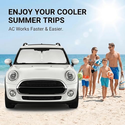 Windshield Sun Shade for BMW Mini Cooper 2015-2024 2025 Sunshade Front Window Shade Custom Fit Mini Cooper Accessories Sun Visor Foldable Shade Blocks UV Rays Accessories - Image 4