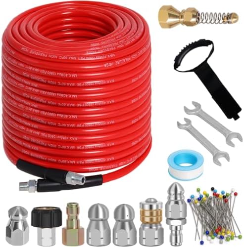 150FT Sewer Jetter Kit for Pressure Washer 5800 PSI Drain Cleaner by Zejoot