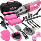21PCS Car Detailing Kit Interior Cleaner - with Handheld Car Vacuum, Windshield Cleaning Tool, Detailing Brushes, Car Cleaning Supplies Kit for Women Men (Pink) by Unknown