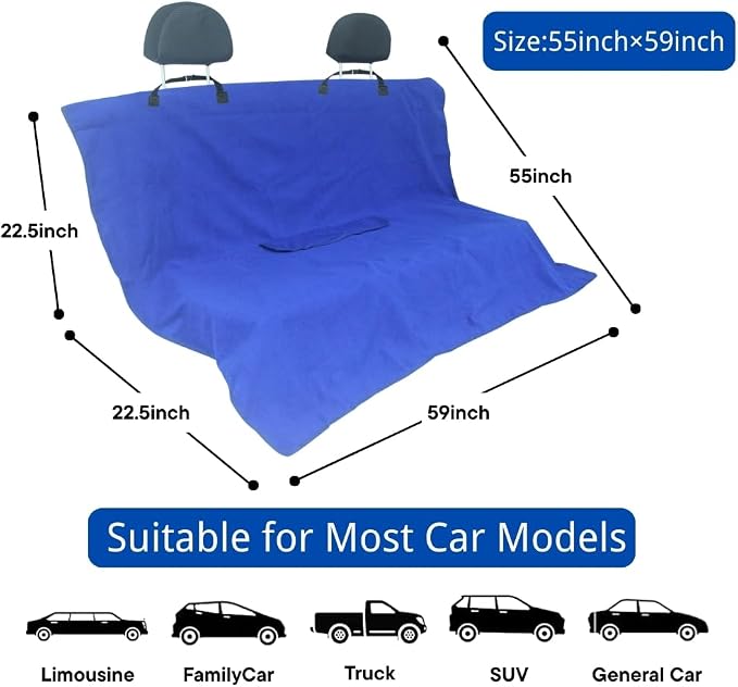 Waterproof Car Seat Cover for Front Seats, Protector for Cars SUVs Trucks, Sweat Towel Seat Covers Bucket for Gym,Workout,Beach,Hiking,Running(Blue,Rear Bench Seat Towel) - Image 4