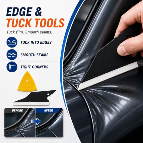 60 Pcs Vinyl Wrap Tool Kit for Car Wrapping, Window Tint Kit with Felt Squeegees, 6 Magnetic Holders, Film Cutter, Utility Knife, Scrapers & Storage Bag for Auto Vinyl, PPF, Decals - Image 5