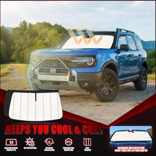 Windshield Sun Shade for Ford Bronco 2021-2026, Accordion Folding Design - Image 2