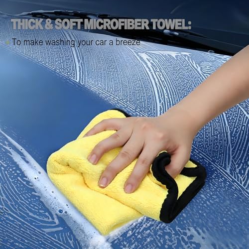 12Pcs Car Wash Kit, 62'' Car Wash Brush with Long Handle Microfiber Carwash Brush Mop Mitt Kit Car Car Washing Supplies Cleaning Kit for Cars RV SUV Truck Boat - Image 7