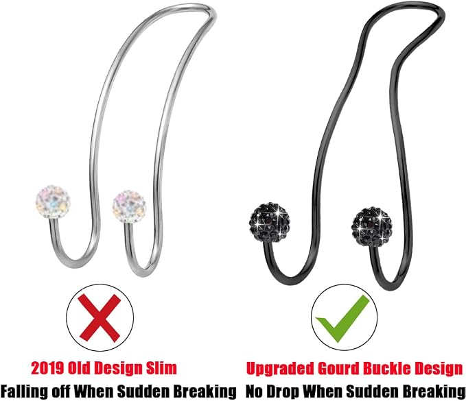 Bling Purse Hook for Car Headrest, Cute Car Seat Hooks (2Pack) | Upgraded,Durable Stainless,Car Purse Hanger,Purse holder,Rhinestones,Bag Hooks,Car Hooks for Purses and Bags Cute,All Black - Image 5