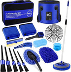 21Pcs Car Wash Kit,62" Car Wash Brush Mop with Long Handle,Car Cleaning Kit,Car Detailing Brush Set,Car Wash Bucket with Filter,Windshield Window Squeegee for Cars RV Truck Boat (Blue) by HORDALOR