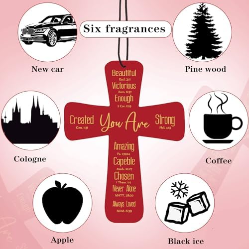 Fumete 24 Pcs Christian Gifts for Women Cross Car Air Fresheners Bulk - Image 2