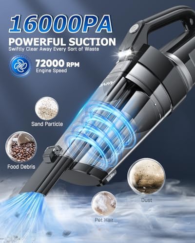 AHNR Handheld Vacuum Cleaner Cordless Rechargeable 16000PA for Car Home - Image 2