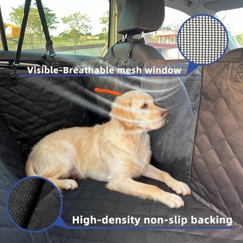 Dog Car Seat Cover,Waterproof 600D Oxford Hammock,Pet Protector | Heavy Duty Scratch Resistant Anti-Slip Cover with Side Flaps,Universal Back Seat Protector for Cars,Trucks SUVs - Image 4