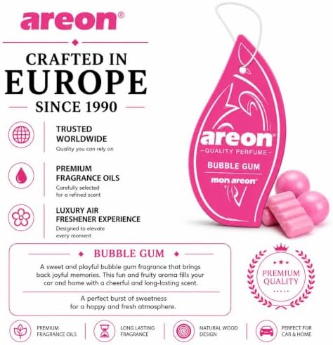 AREON Car Air Freshener Bubble Gum Refreshing Scent. 12 Pack. Enjoy Your Enviroment. - Image 6