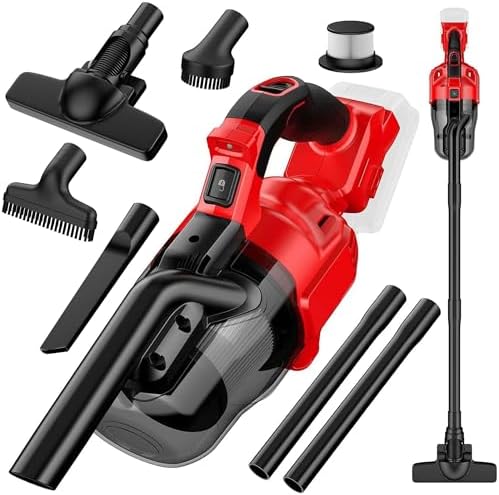 Cordless Vacuum Cleaner for Milwaukee M18 Battery, 5 in 1 Cordless Vacuum with 500W Brushless Motor Max 18000r/Min，50CFM 100AW Handheld Vacuum Cordless for Floor, Carpet, Car，Furniture(No Battery) by Unknown