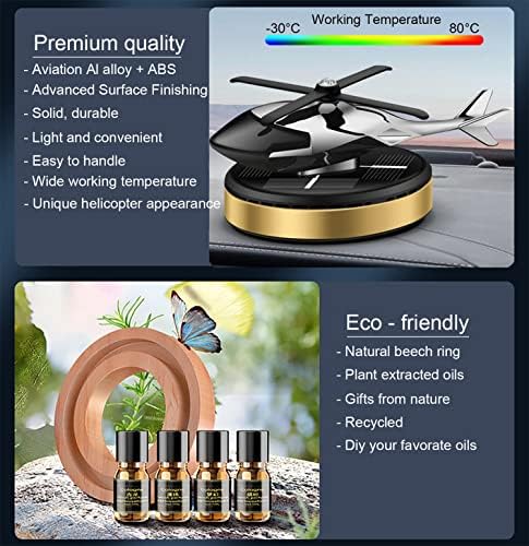 Al Alloy Helicopter Solar Air Freshener,Home&Car Interior Décor Model|Gold - Image 4