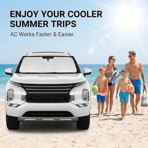 Windshield Sun Shade for Mitsubishi Outlander 2022-2025 2026 Sunshade Front Window Shade Custom Fit Outlander Accessories Sun Visor Foldable Shade Blocks UV Rays Accessories - Image 4