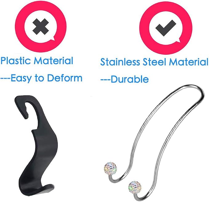 SAVORI Auto Hooks Bling Car Hangers Organizer Seat Headrest Hooks Strong and Durable Backseat Hanger Storage Universal for SUV Truck Vehicle 2 Pack (AB) - Image 4