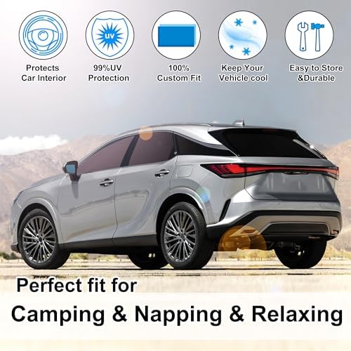 TINGLU Window Shades for Lexus RX 2023-2025 2026 Accessories Car Side Full Windows Rear Triangular Windshield Sun Shade Sun UV Rays & Privacy Protection for Camping,Napping,and Relaxing 8PCS - Image 6
