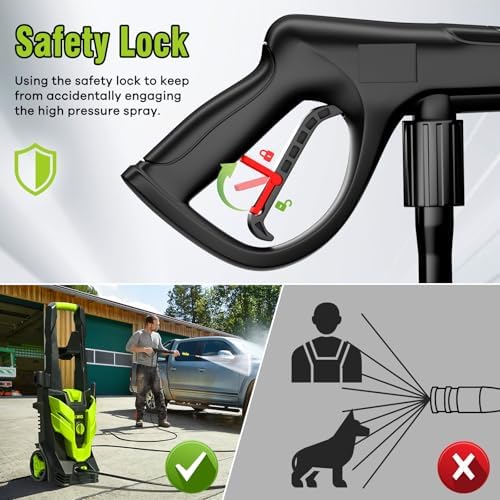 Pressure Washer, Power Washer with 4 Quick Connect Nozzles 1 Foam Cannon, High Pressure Cleaning Machine for Cars/Fences/Driveways/Patios/Farms/Home Cleaning(Bright Green) - Image 5