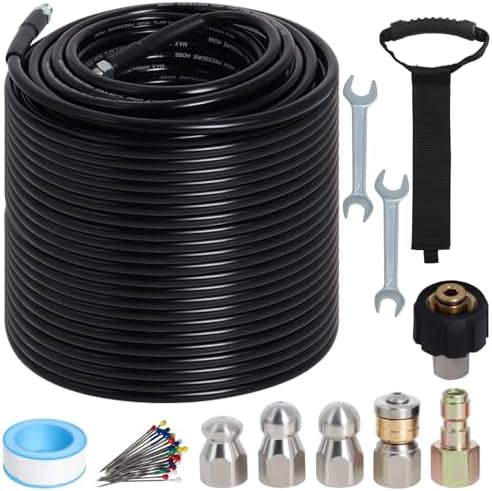 200FT Sewer Jetter Kit for Pressure Washer 5800PSI Drain Cleaner by Zejoot