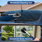Gray Windshield Cleaner Tool, Car Interior Cleaning Kit with Extendable Handle and 3 Reusable Microfiber Pads, Auto Glass Wiper and Detailing Brush Kit for Car & Home Window - Image 2