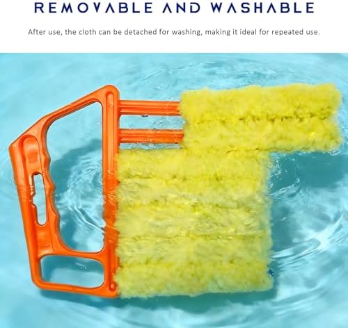 3 PCS Blind Cleaner Duster Tool, 7 Finger Detachable Duster Auto Air Conditioner Cleaning Tool, Washable Dusting Brush Handheld Cleaner for Vehicle Air Vents Blinds (Orange) - Image 5