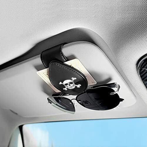 Sunglass Holder for Car Visor, for Anime Skull Skeleton Magnet Sunglasses Holder for car, Cartoon Leather Car Sunglass Holder, Visor Sunglass Holder with Glasses Cards - Image 4