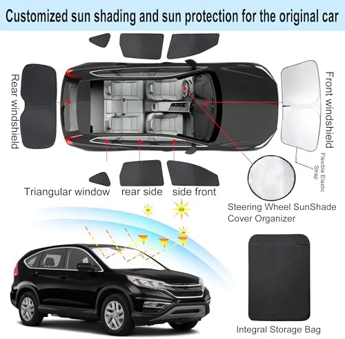 TINGLU Window Shades for Honda CR-V 2012 2013 2014 2015 2016 Accessories Car Side Full Windows Rear Triangular Windshield Sun Shade Sun UV Rays & Privacy Protection for Camping,Napping&Relaxing 8PCS - Image 3