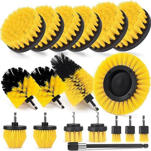 18 Pack Drill Brush Attachment Set, Power Cleaning Scrub Brushes for Drill, Extend Long Attachment, All Purpose for Car Detailing, Bathroom, Carpet, Tile Grout, Sinks, Corners by WelcometoSHIELDPRO