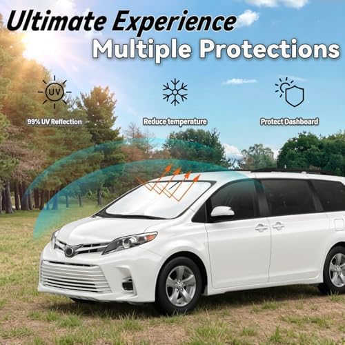 Windshield Sun Shade for 2021-2026 Toyota Sienna Accessories - Image 3
