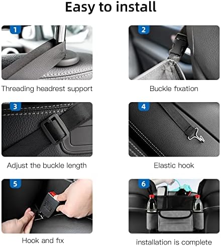JEYODA Car Suede Seat Organizer High-capacity Seat Back Pouch Central Storage for Pickup SUVs Double-sided Tissue Storage Handbag Holder Car Accessories (Blue) - Image 4