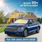 Windshield Sun Shade for Volkswagen/VW Jetta 2019-2024 2025 2026 Front Window Shade Custom Fit Jetta Accessories Sun Visor Foldable Shade Blocks UV Rays Summer Must Have Car Accessories - Image 2