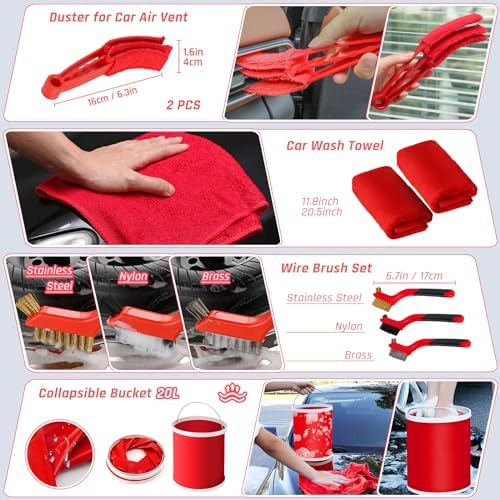 55PCS Car Detailing Kit Interior Cleaner with High Power Handheld Vacuum, Car Detailing Brush Set, Car Cleaning Kit, Drill Brush Set, Car Cleaning Tools Brushes for Interior, Exterior, Wheels - Image 5