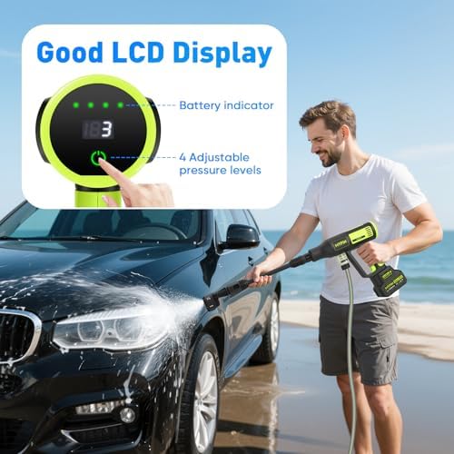 LCD Display Portable Cordless 725 PSI Pressure Washer with Brushless Motor - Image 3