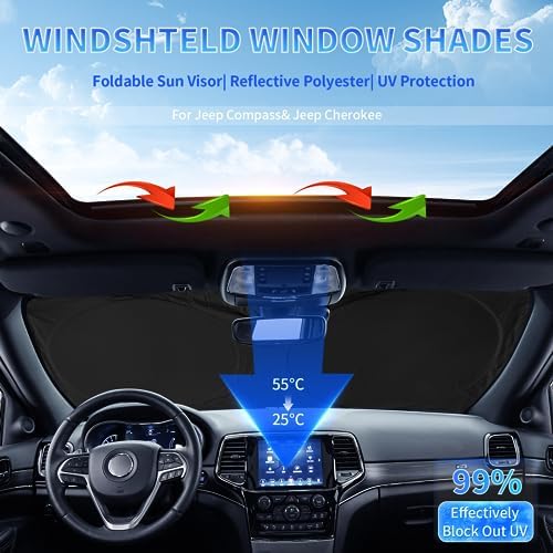 Sunshade for Jeep Compass 2017-2025 2026 Windshield Sun Shade - Image 2