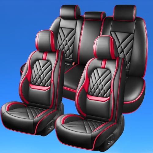 Fit Patriot Car Seat Covers Compatible with Jeep Patriot 2007-2015 2016 2017-Premium Leather,Waterproof,Breathable,Airbag Compatible &All-Weather Seat Cushion Protecto(Full Set,Red) - Image 2