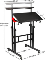 SIDUCAL Mobile Standing Desk, Portable Stand Up, Small Adjustable Converter with Wheels Home Office Workstation, Rolling Desk Laptop Cart for Standing or Sitting, Black - Image 3