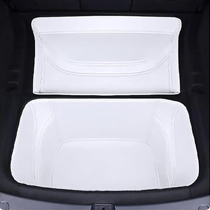 Compatible with Tesla Model Y 2026 Juniper(Not fit Standard) Full Cover Frunk Mat & Rear Lower Trunk Storage & Inner Storage Mat White Premium Leather Water & Custom Fit - Image 5