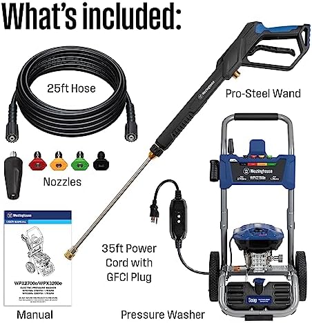 Westinghouse WPX2700e Electric Pressure Washer, 2700 Max PSI and 1.76 Max GPM, Induction Motor, Onboard Soap Tank, Spray Gun and Wand, 5 Nozzle Set, for Cars/Fences/Driveways/Homes/Patios/Furniture - Image 6