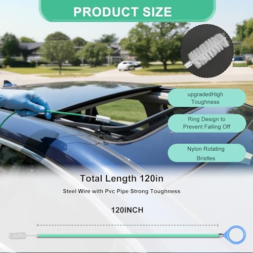 Auto Sunroof Drain Cleaning Tool, 120 Inch Long Flexible Tube Cleaning Brush, Extra Long Pipe Cleaners for Car Sunroof, Windshield Wiper Drain Hole, Trunk Drain & Sewer Maintenance - Image 2