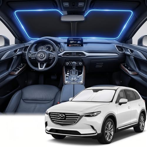Windshield Sun Shade for Mazda CX-9 2016-2025 2026 Sunshade Front Window Shade Custom Fit CX9 Accessories Sun Visor Foldable Shade Blocks UV Rays Accessories by AuyNeas