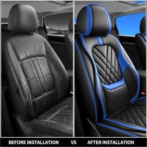 Fit Liberty Car Seat Covers Compatible with Jeep Liberty 2002-2010 2011 2012-Premium Leather,Waterproof,Breathable,Airbag Compatible &All-Weather Seat Cushion Protecto(Full Set,Blue) - Image 7