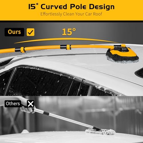 Ordenado 15° Curved Car Wash Brush with Long Handle, Scratch-Free Mop Head - Image 5