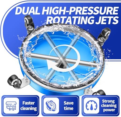 LidoDola 16'' Pressure Washer Surface Cleaner Blue, Power Washer Accessory - Image 2