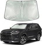 Windshield Sun Shade Custom Fit for 2024-2026 Toyota Grand Highlander, Advanced Diamond-Patterned Heat Shield to Block UV Rays, Foldable Auto Window Visor, Precise Mirror Cutout by Giselia