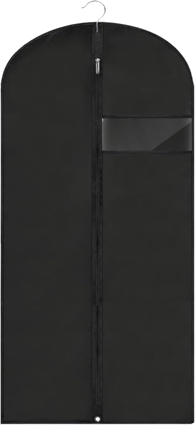 Garment Bags for Hanging Clothes, 45'' Suit Bag Cover for Storage and Travel, Dress Bags for Gowns Long (Black) by LXLOVESMEggRings