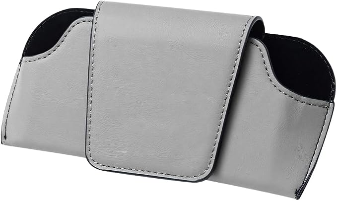 Sunglass Holder for Car Visor, PU Leather Magnetic Vehicle Glasses Organizer Box with Clips, Automotive Interior Eyeglasses Storage Case Accessories, Universal for Most Vehicles (Gray) by Unknown