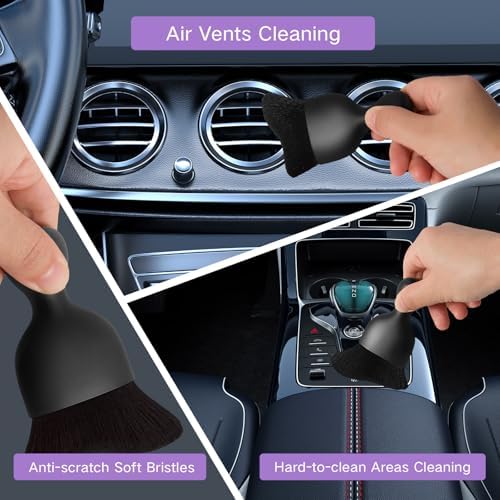 Qydipclin 7pcs Windshield Cleaner Tool Car Window Cleaning Wash Kit with 4 Reusable Microfiber Pads 1 Spray Bottle and Extendable Handle Auto Glass Wiper Kit, Purple - Image 6