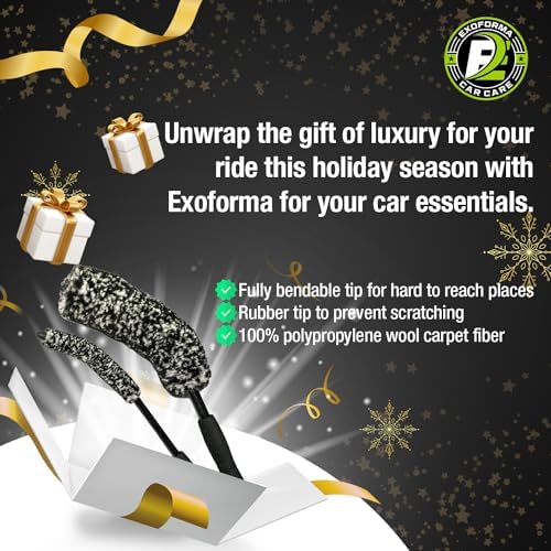 ExoForma Bendable Brush Set - Unique Adjustable 2-Piece Wheel Brush Set Cleans Behind Wheels - Tough Yet Gentle Wool Fiber + No-Scratch Rubber Tip Safe for All Wheel Types - Comfy Ergonomic Grip - Image 2