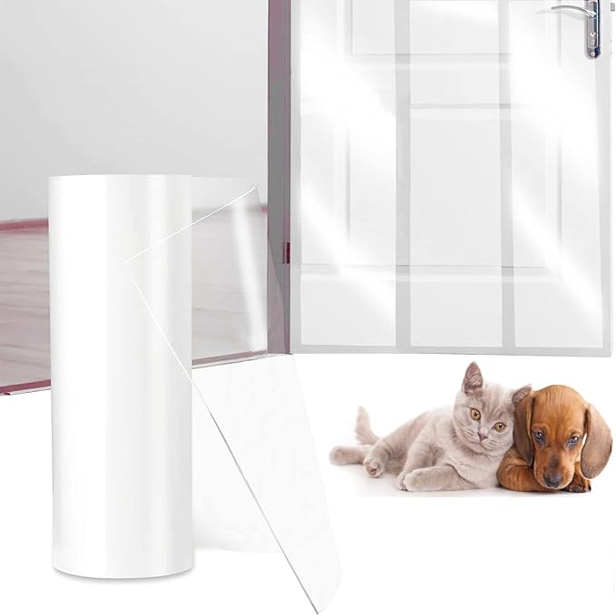 Door Protector from Dog Scratching 118" x 8.2" Cat Scratch Door Frame Single Side Adhesive Protector Anti Dog Scratch Door Guard for Dogs Clear CHUANGSEED (Pack of 2) - Image 6